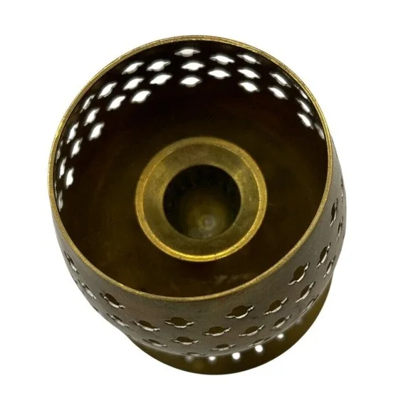Vintage Brass Moroccan Style Candle Holder - Picture 3 of 7